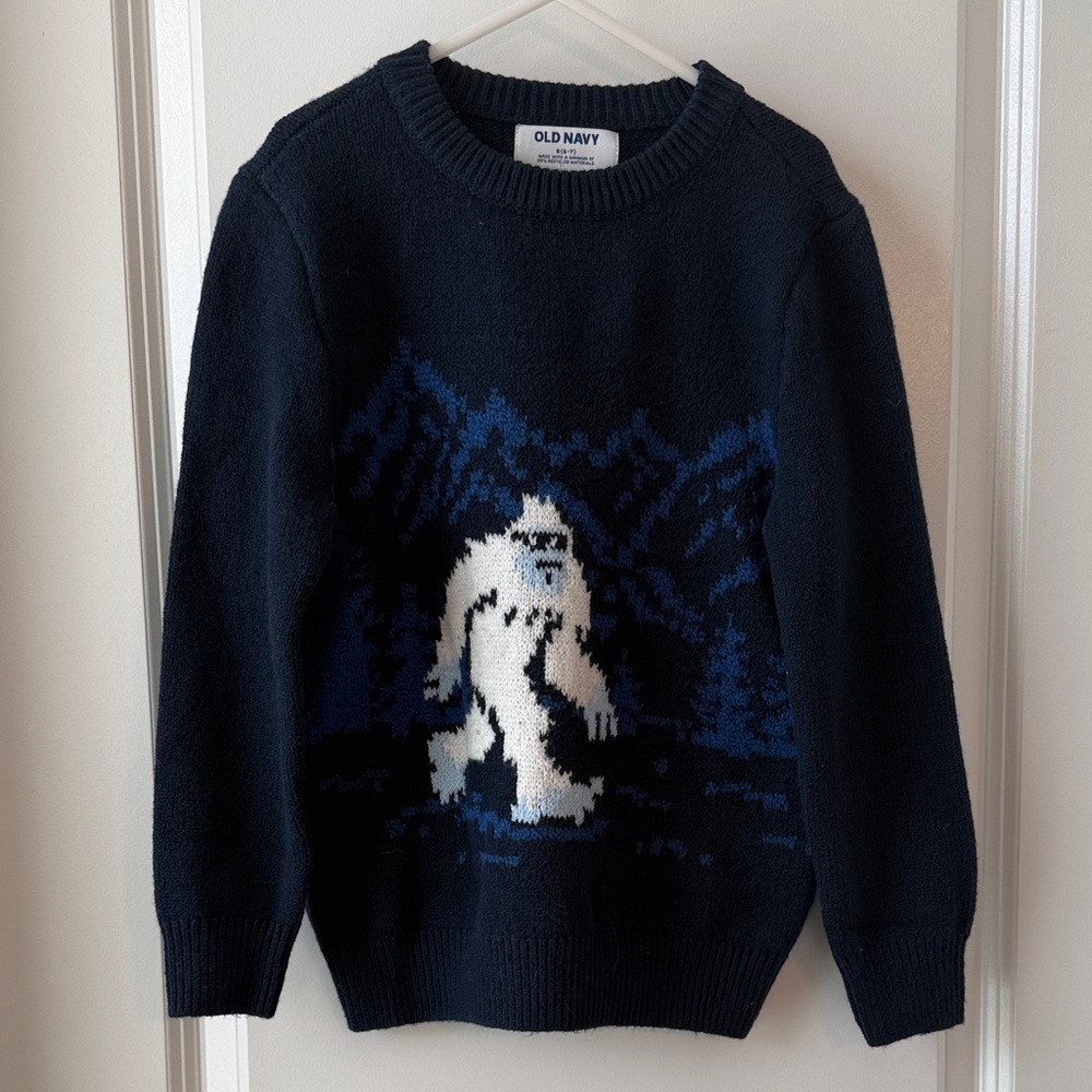 Old Navy Boy’s Dark Blue Sweater with Yeti Graphic